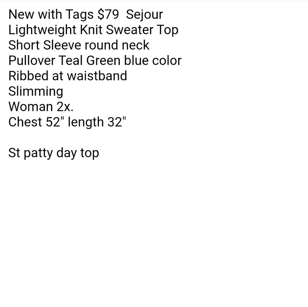 Sejour Lagenlook Lightweight Knit Top Teal Dolman Sleeve Woman Plus Sz 2X Nwt - Picture 6 of 7